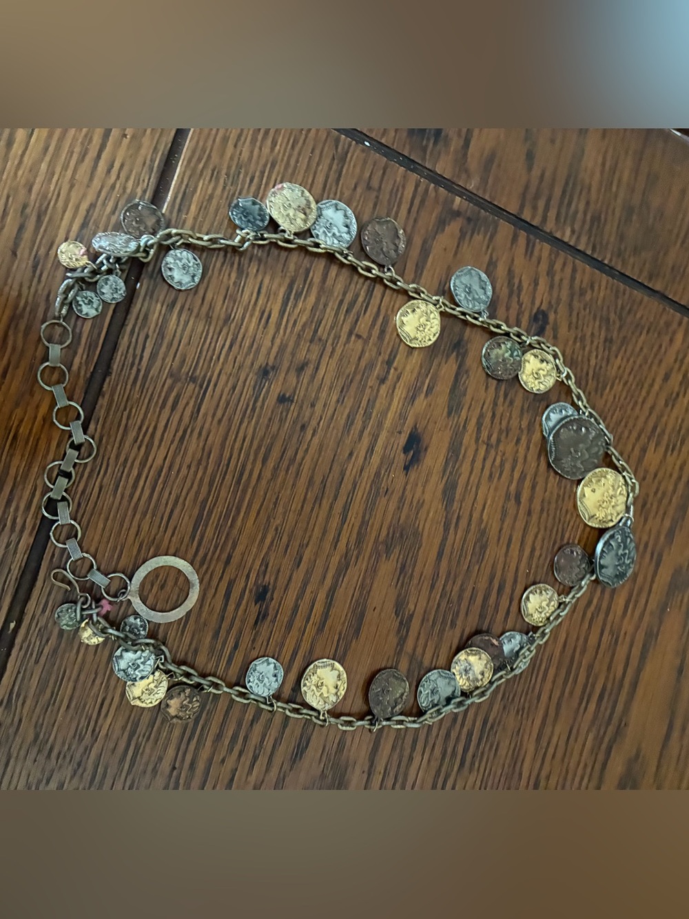 Two-Tone Coin Charm Chain Belt - Gold & Silver